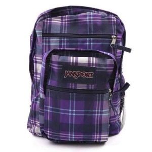 Jansport Purple Plaid Multi-Pocket Backpack
